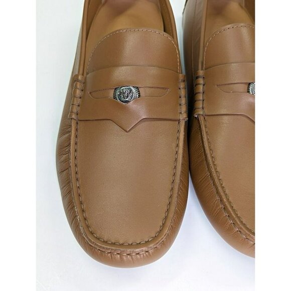Versace Men's Medusa Coin Biggie Leather Slip On Penny Drivers Size 43 MSRP $775 - Picture 4 of 11